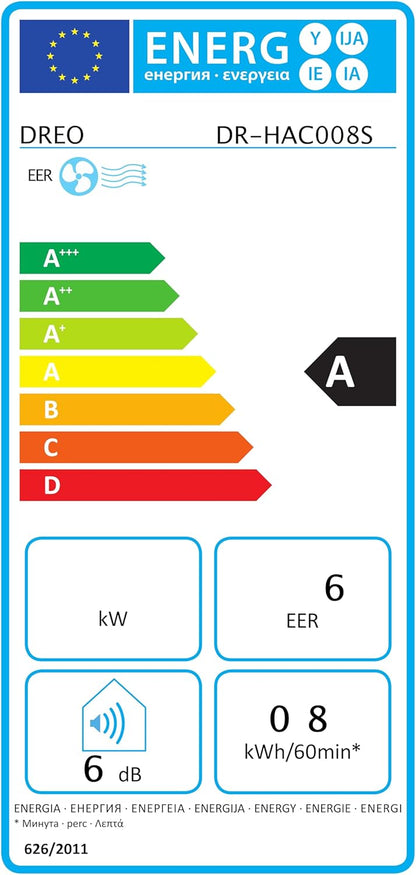 DREO climatiseur mobile 7500 BTU 3-en-1 refroidissement/ventilation/déshumidification, silencieux pour chambre ou bureau, contrôle par app et voix, sans drainage, kit fenêtre, 2,5 L/h, AC318S [Classe énergétique A]