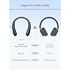 JISULIFE Ventilateur de Cou Portable, Ventilateur Mains Libres Sans Pale, 5 Vitesses, Ventilateur Personnel Portable Fonctionnant Avec Une Batterie de 4000 mAh, Ventilateur USB - Noir