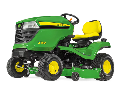 John Deere X350 Ride On Lawn Tractor with Rear Grass Collector Garden Riding Mower