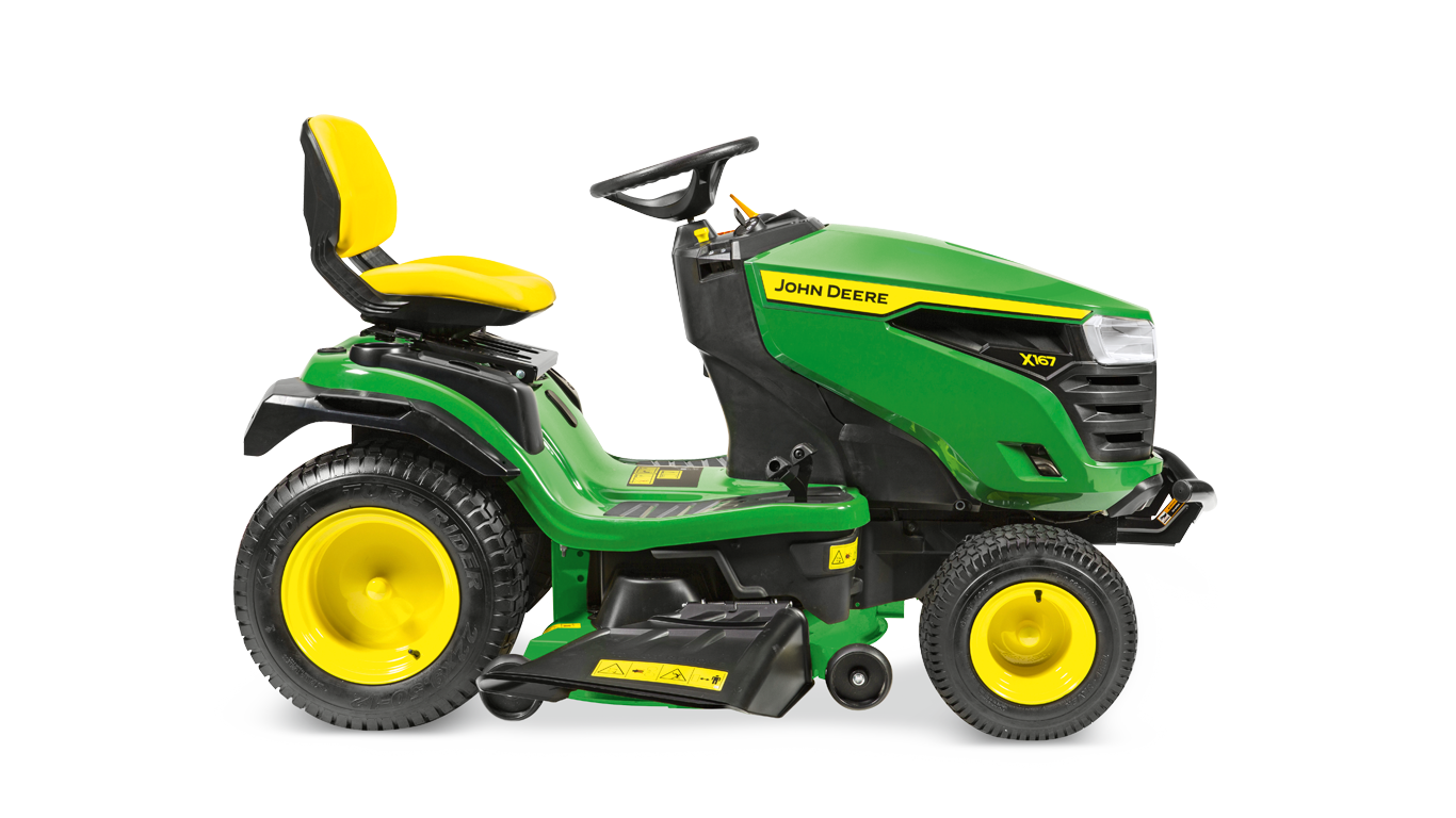 John Deere X167 Ride On Lawn Tractor 122cm Cutting Deck V-Twin Hydrostatic Garden Riding Mower
