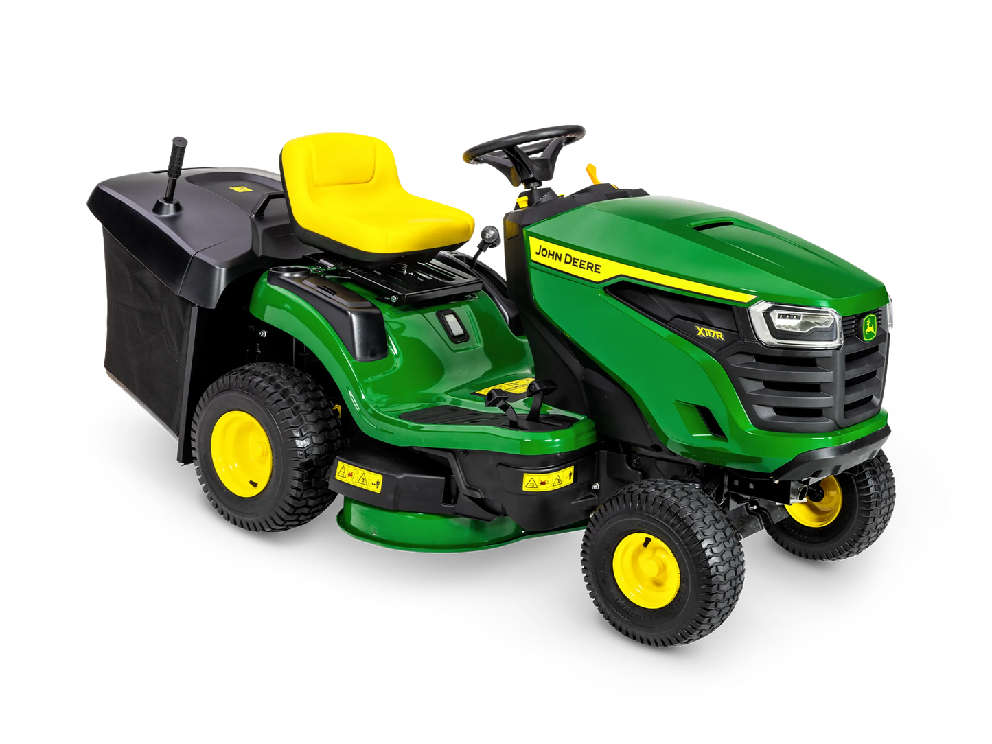 John Deere X117R Ride On Lawn Tractor with Rear Grass Collector Garden Riding Mower